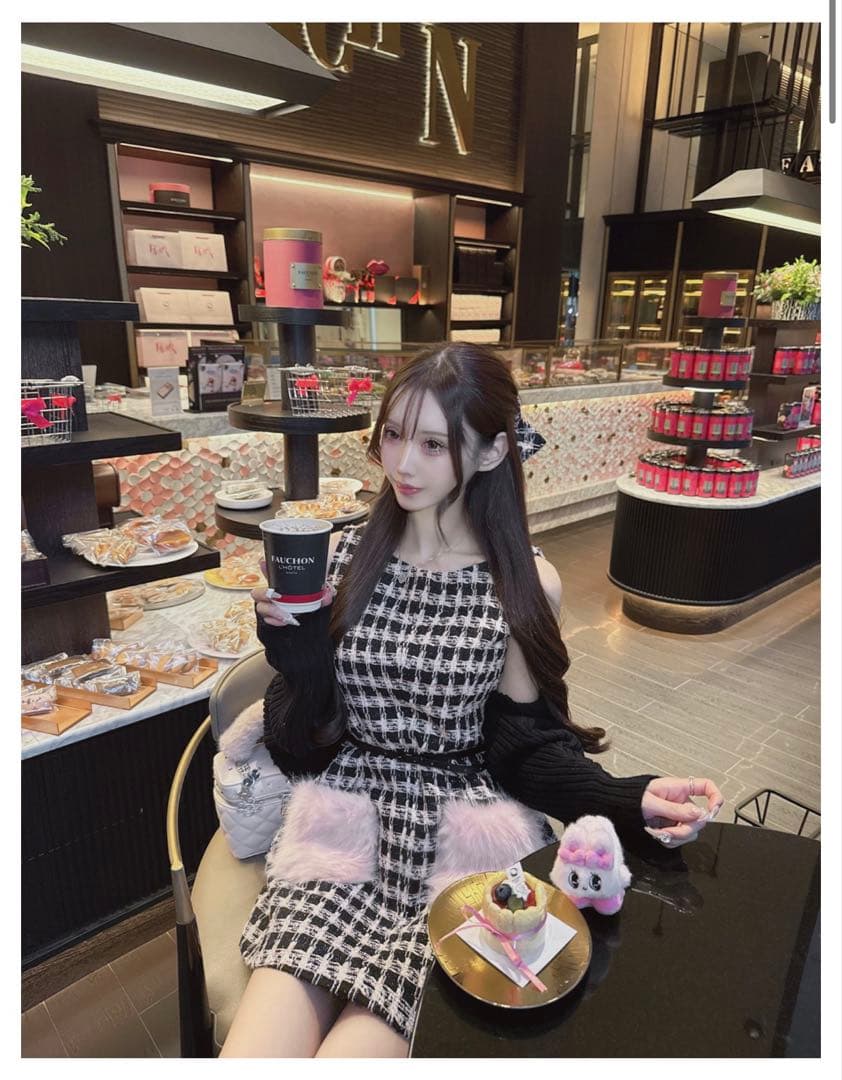 lumignon Tweed pocket fur dress ルミニョン