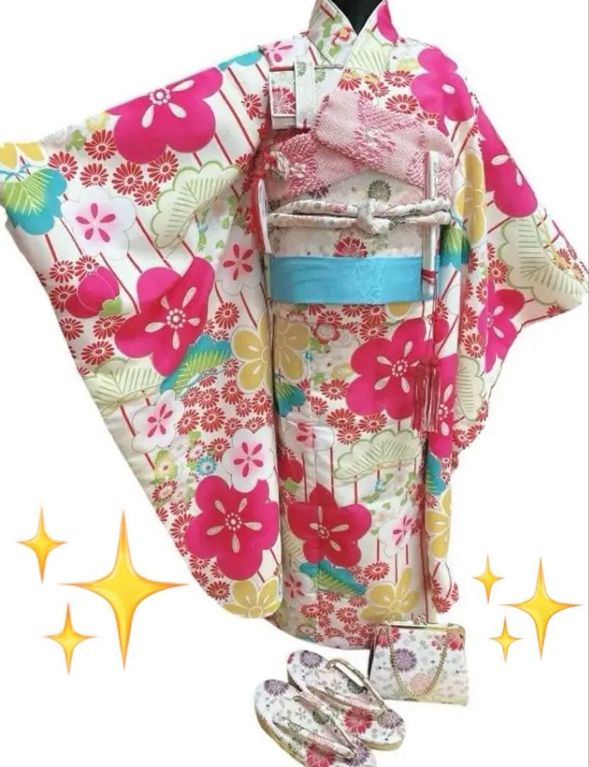 大幅値下げ‼️七五三 フルセット 7歳 ピンク ホワイト 水色