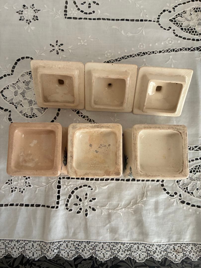 フランス　アンティーク　陶器　キャニスター　小さめ