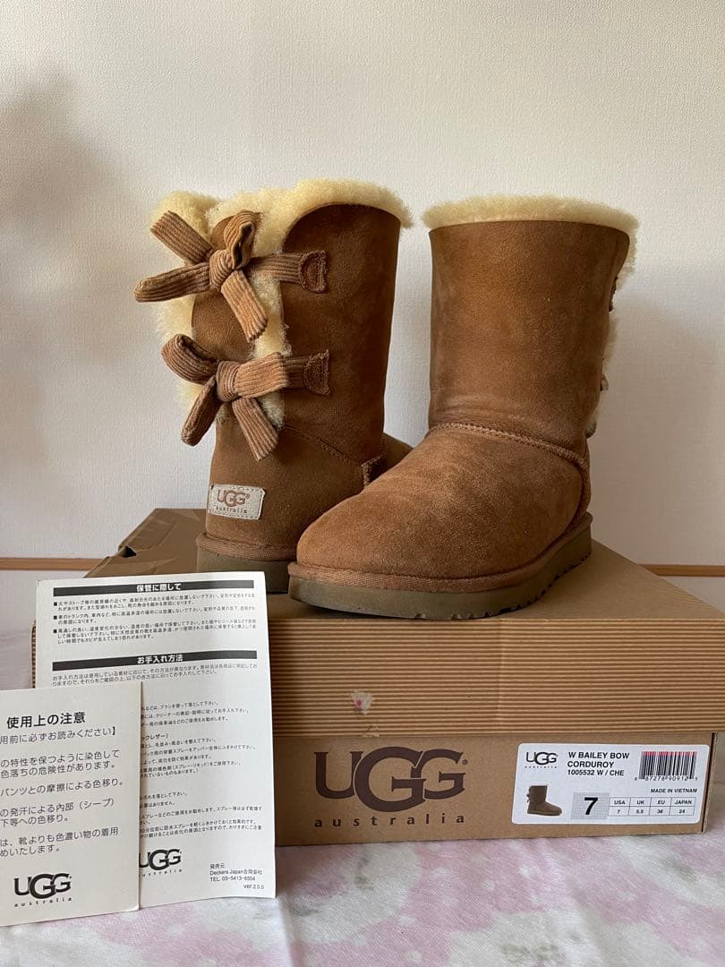UGG★ムートンブーツ★コーデュロイリボン