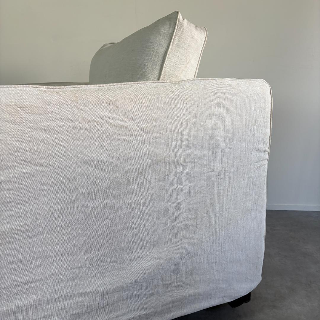 リネン　一人掛けソファ　白
