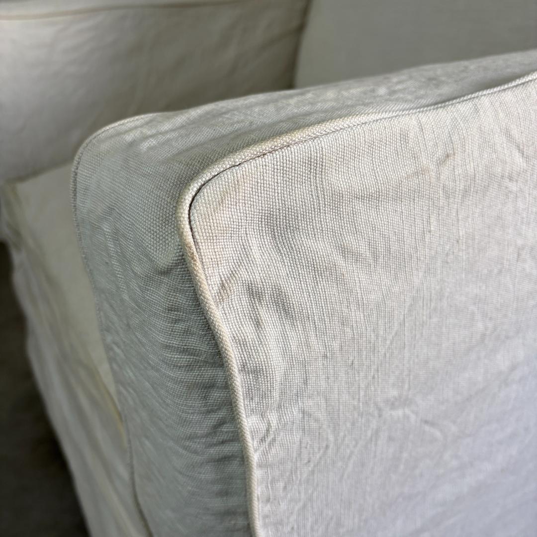 リネン　一人掛けソファ　白