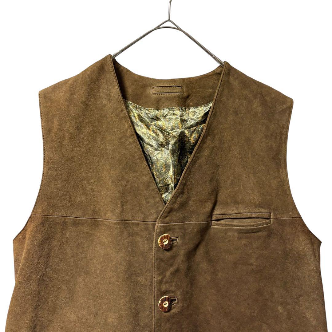 Sunagawa【希少】90sユーロ古着スエードレザーベストアラベスク刺繍
