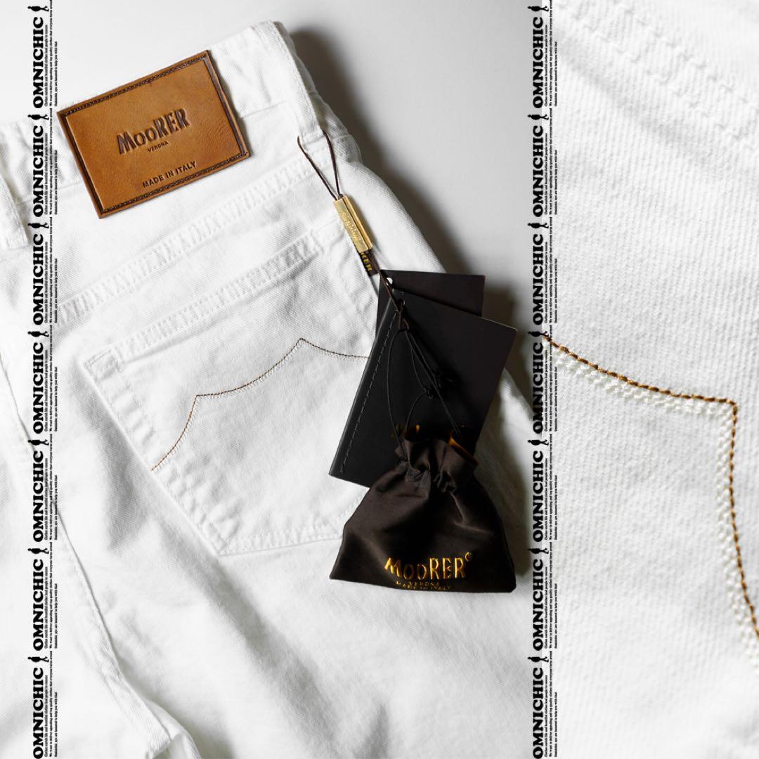 LEON記載MOORERムーレーPAVEL ホワイトストレッチデニム33/W88