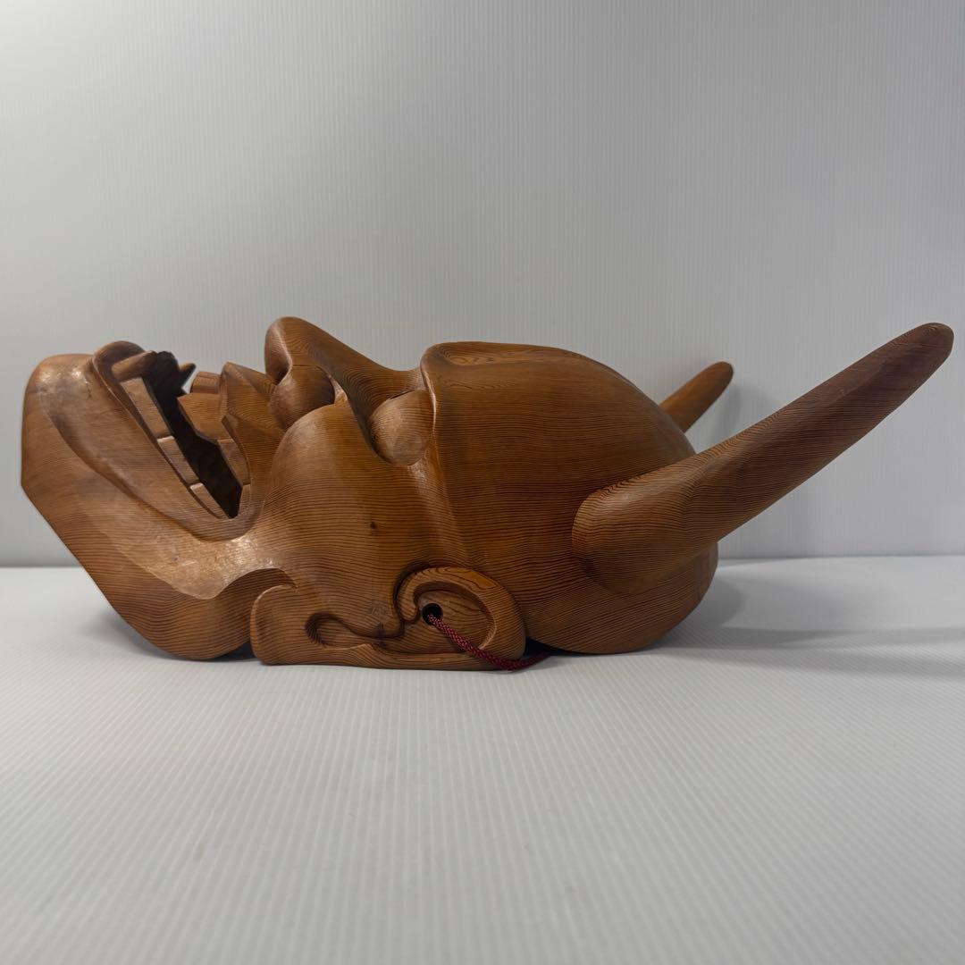 【極希少】 政落款 一刀彫 般若 能面 特大 木彫 迫力抜群 約50cm 逸品