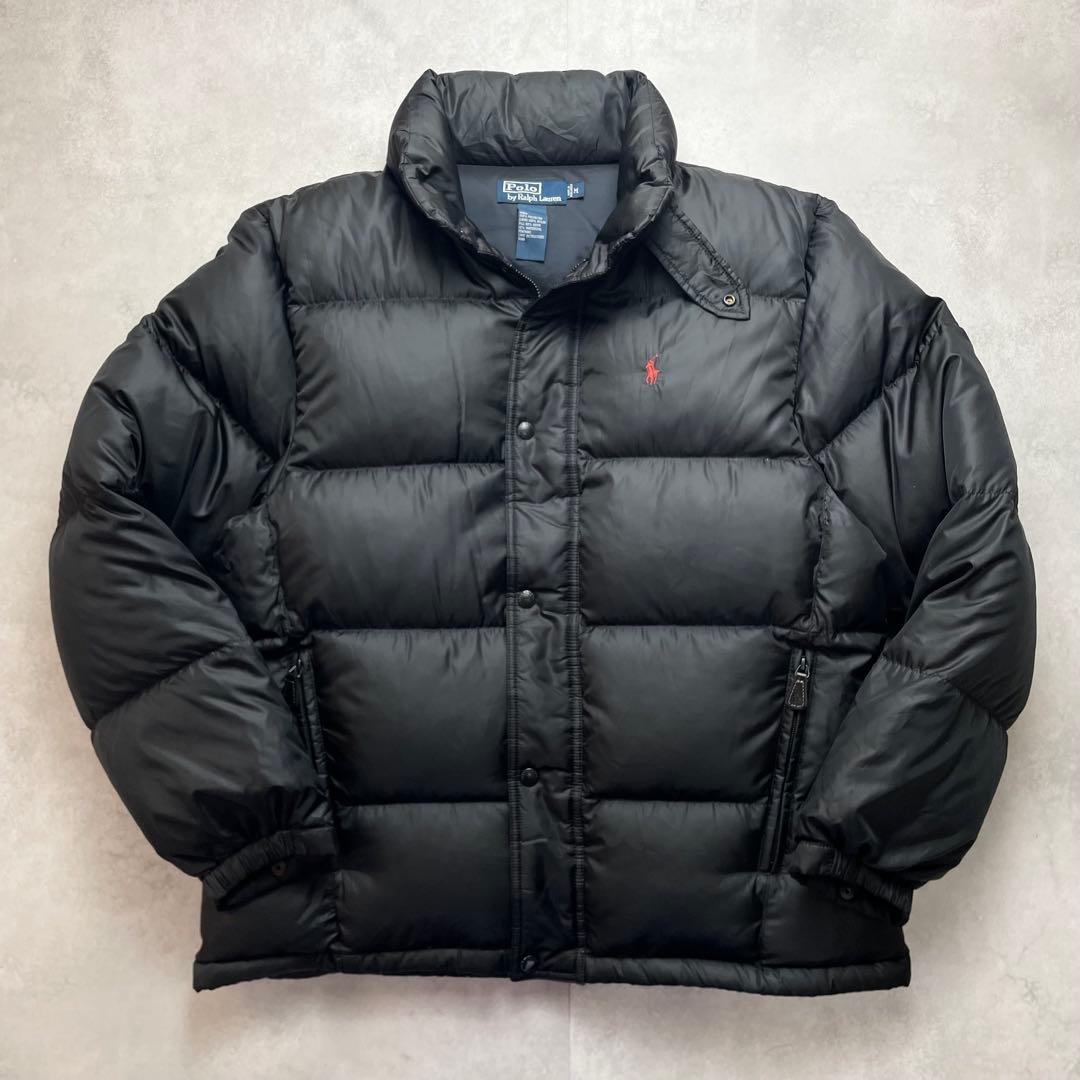 希少 美品 90s ラルフローレン ダウンジャケット チンストラップ 肉厚 黒M