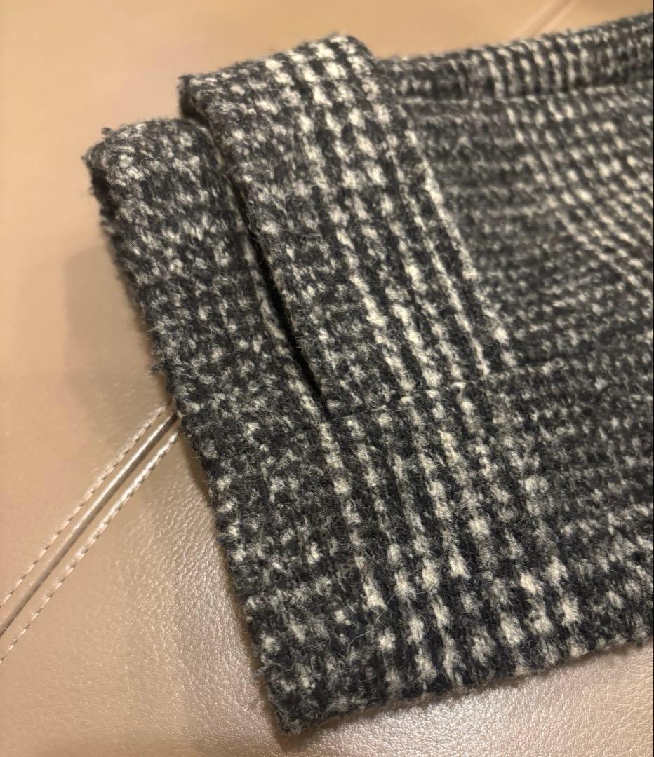 Spick & Span Wスライバーチェックハーフコート　38 ブラック