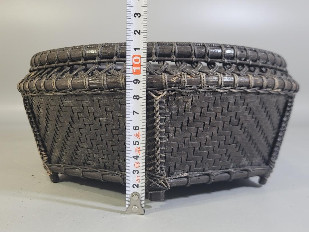 茶道具 竹籠 炭斗 時代物 DT708