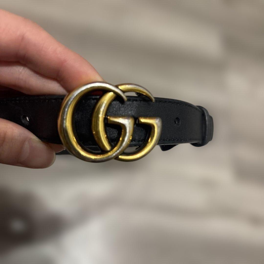 GUCCI 黒 レザー ベルト GGロゴ 70cm