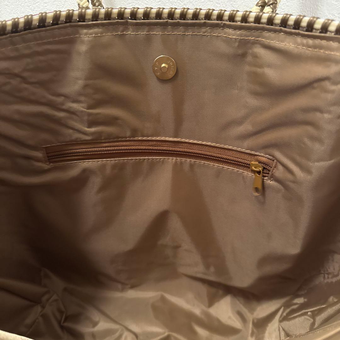 新品　WOVEN ウーヴン　メキシコ製バスケットバッグ　ブラウンマルチ　収納袋付