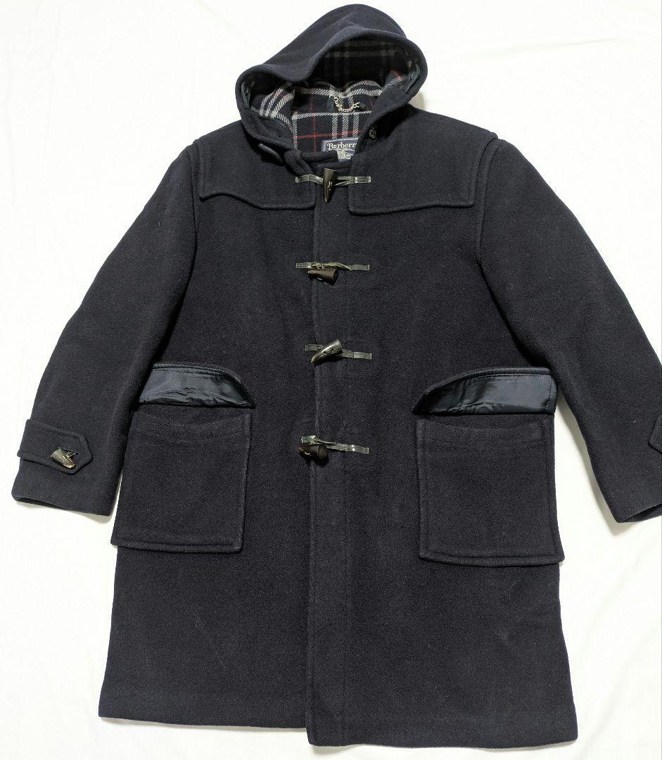 90s 英国製 バーバリー ダッフルコート ネイビー ウール ノバチェック XL