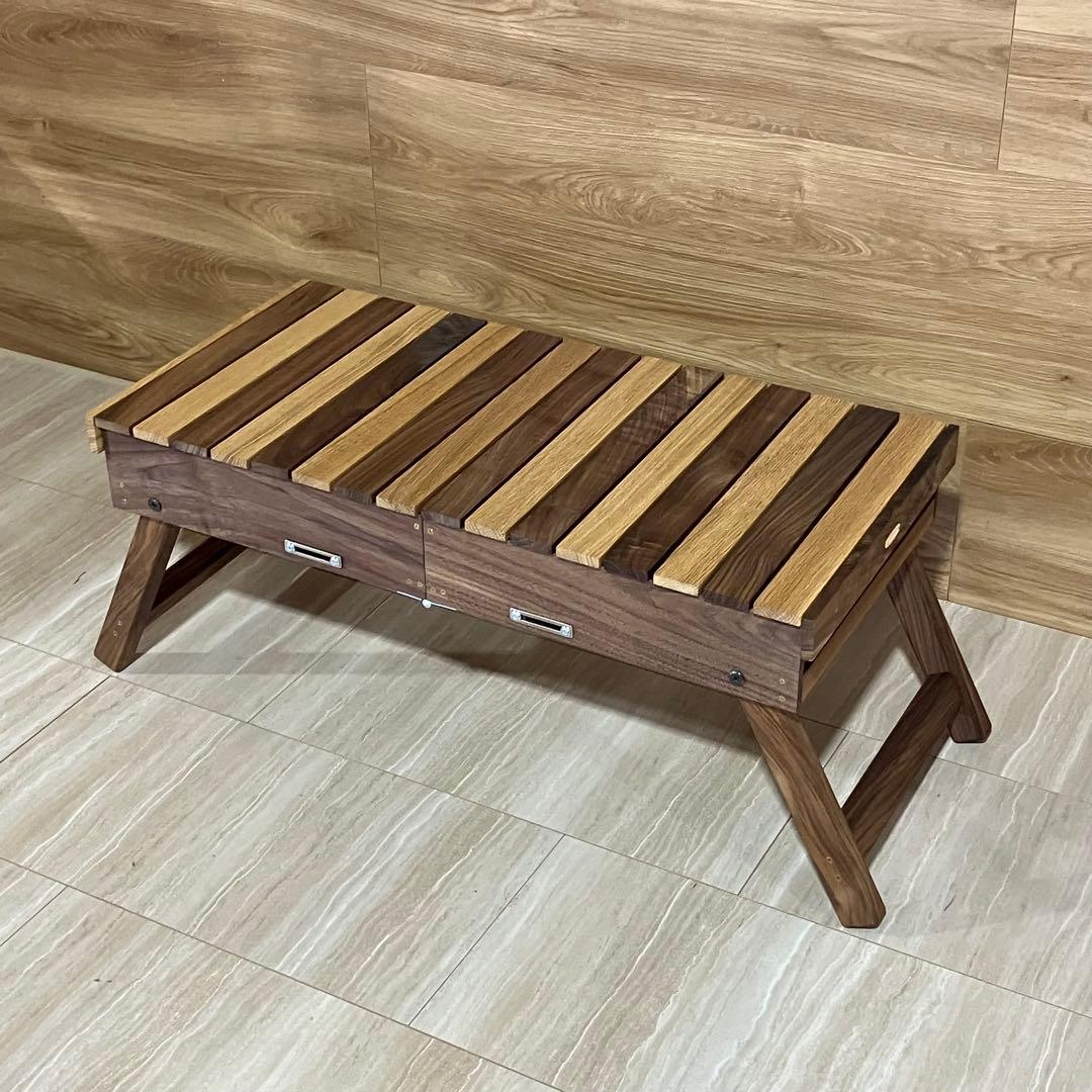 在庫品　スライドテーブル THEBOX フル天然ウォルナット×オーク