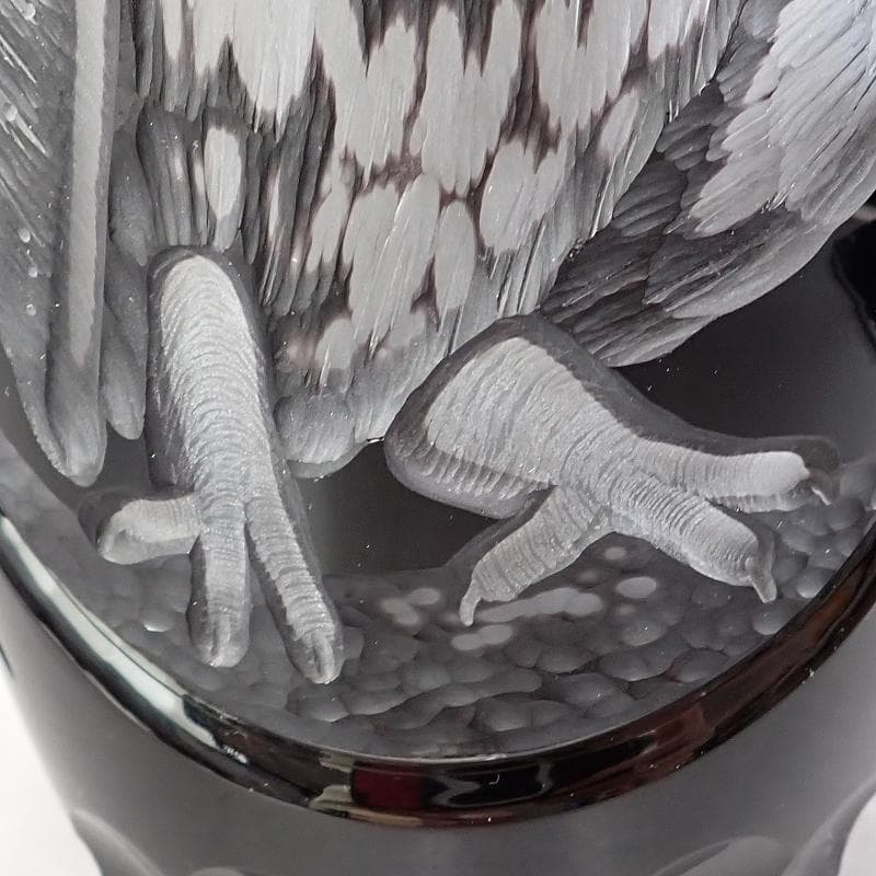 RU-5232　マイセン　クリスタル　フクロウ彫刻　大花瓶　約25㎝