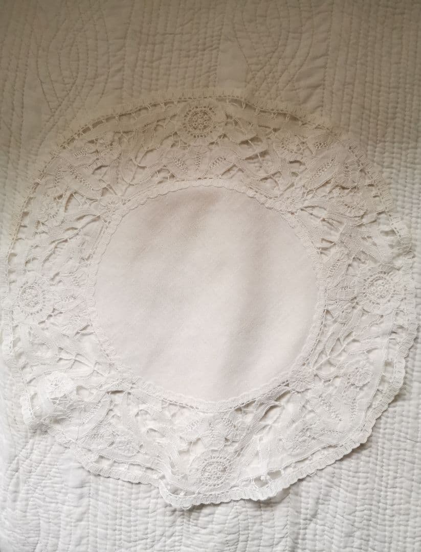 アンティーク ベルギープリンセスレース 30㎝ドイリー 向日葵＆小花モチーフ