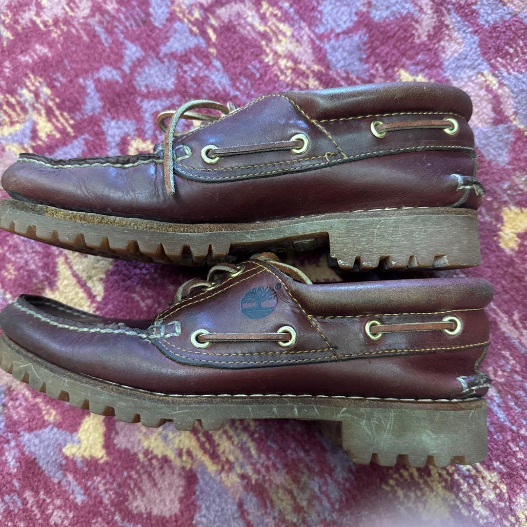 ティンバーランド ダークブラウン レザー デッキシューズ