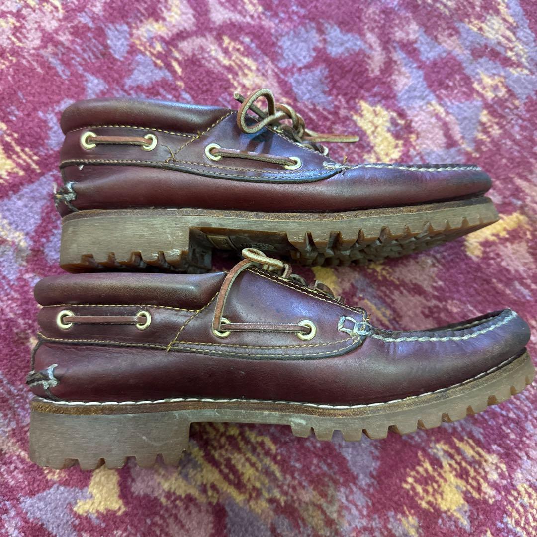 ティンバーランド ダークブラウン レザー デッキシューズ