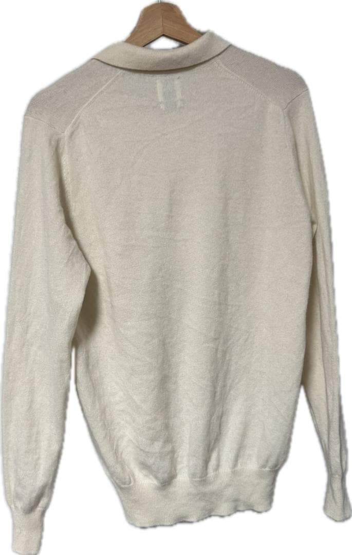 ZARA 100%カシミア　ニットポロ　白　クリーム　M