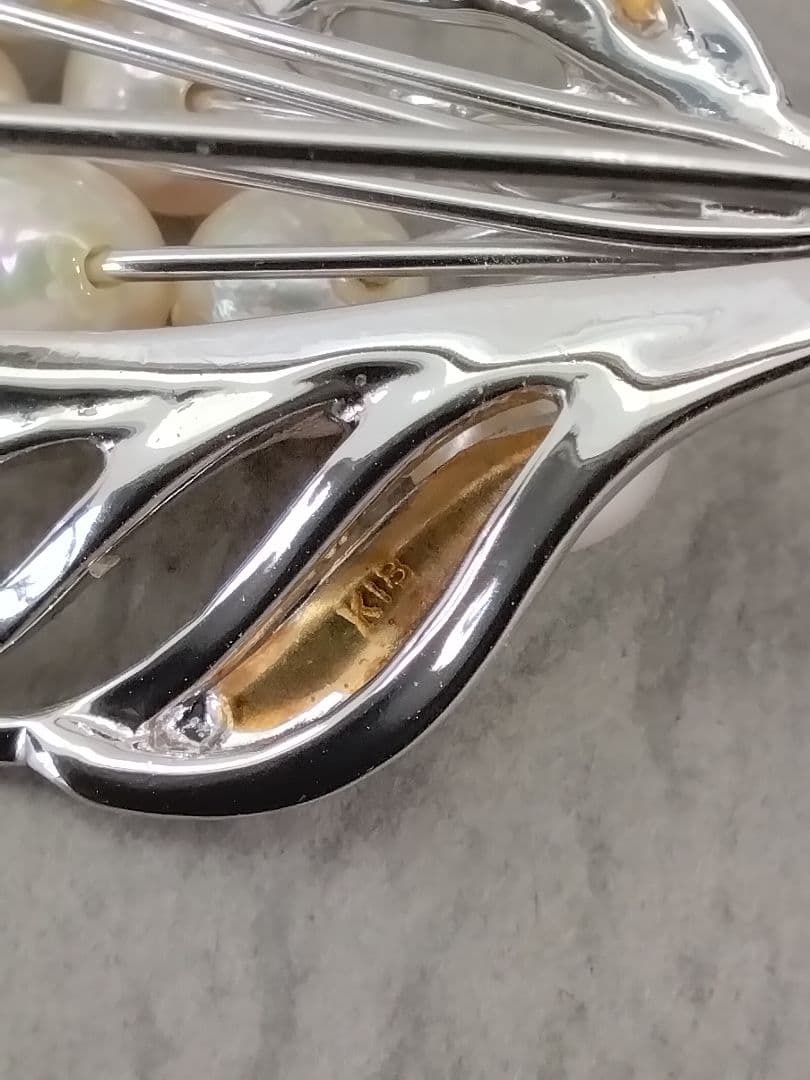 SV/K18あこや真珠ブローチ　　中古品