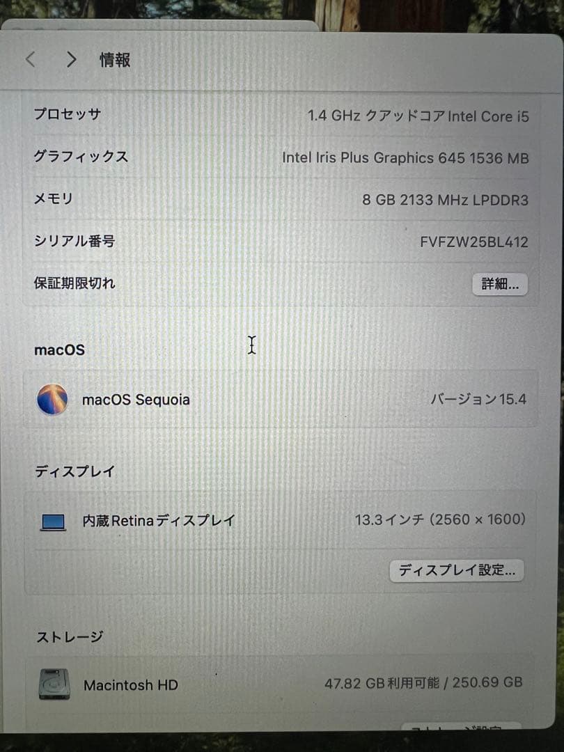 MacBook Pro 2019 Core i5 8Gb 250Gb 13インチ