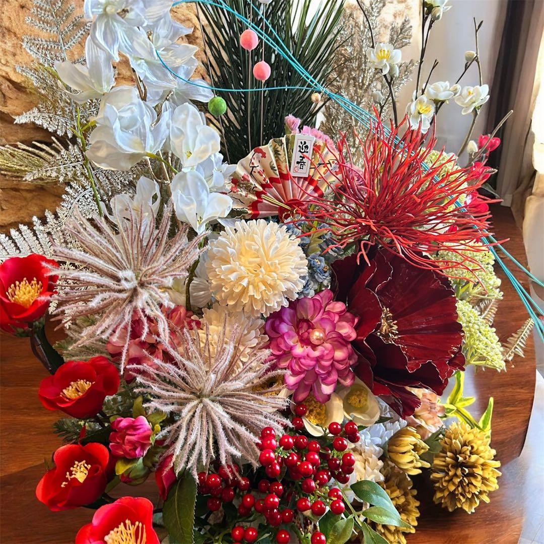 光触媒　人工観葉植物　ウォールグリーン　フェイクグリーン　正月アレンジ8154