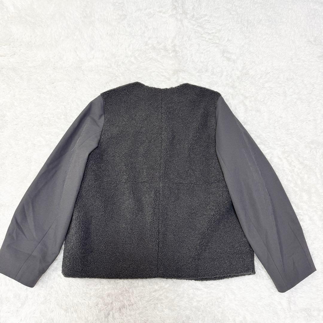 ★SALE★【自由区】24AWボアコンビ アウターノーカラージャケット40グレー