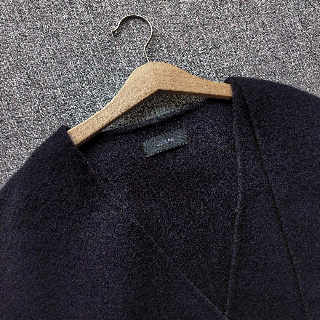 ジョゼフ　近年モデル　ウールリバーコート　ゆったり　ベルト付き　ネイビー