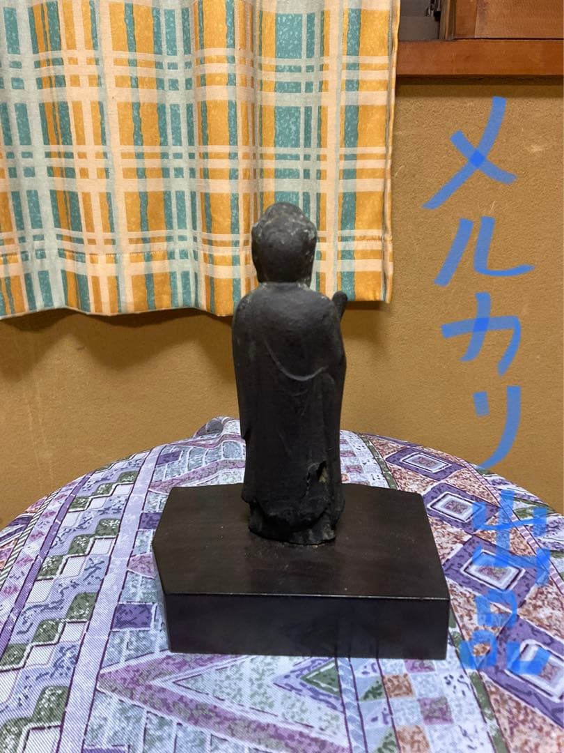 仏像／阿弥陀如来立像。鋼像　年代・江戸時代／中期。【足先欠如、後ろ側割れ有り】。