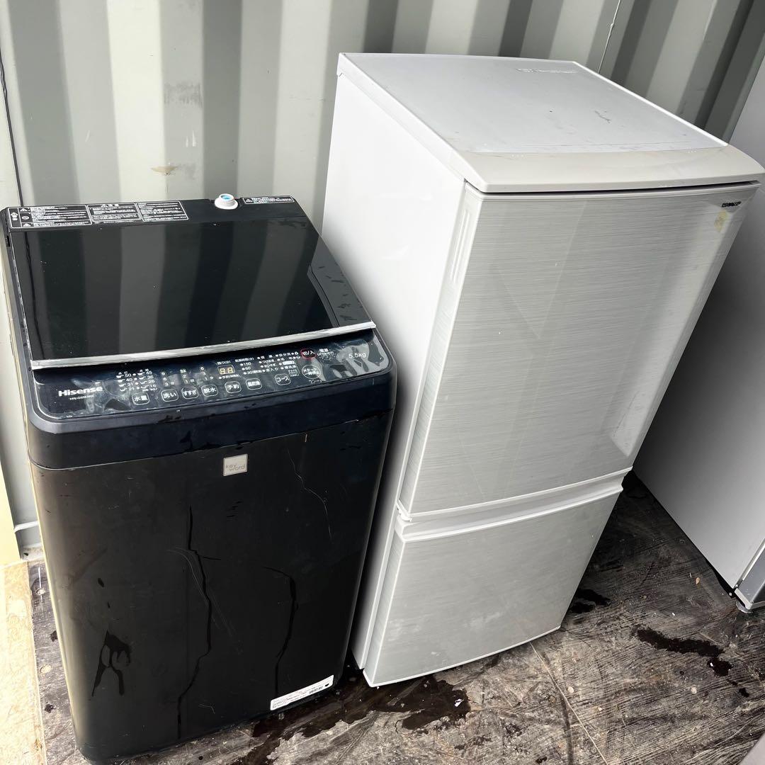 21取付無料！完動品！SHARPスタイリッシュシルバー冷蔵庫ブラック洗濯機！