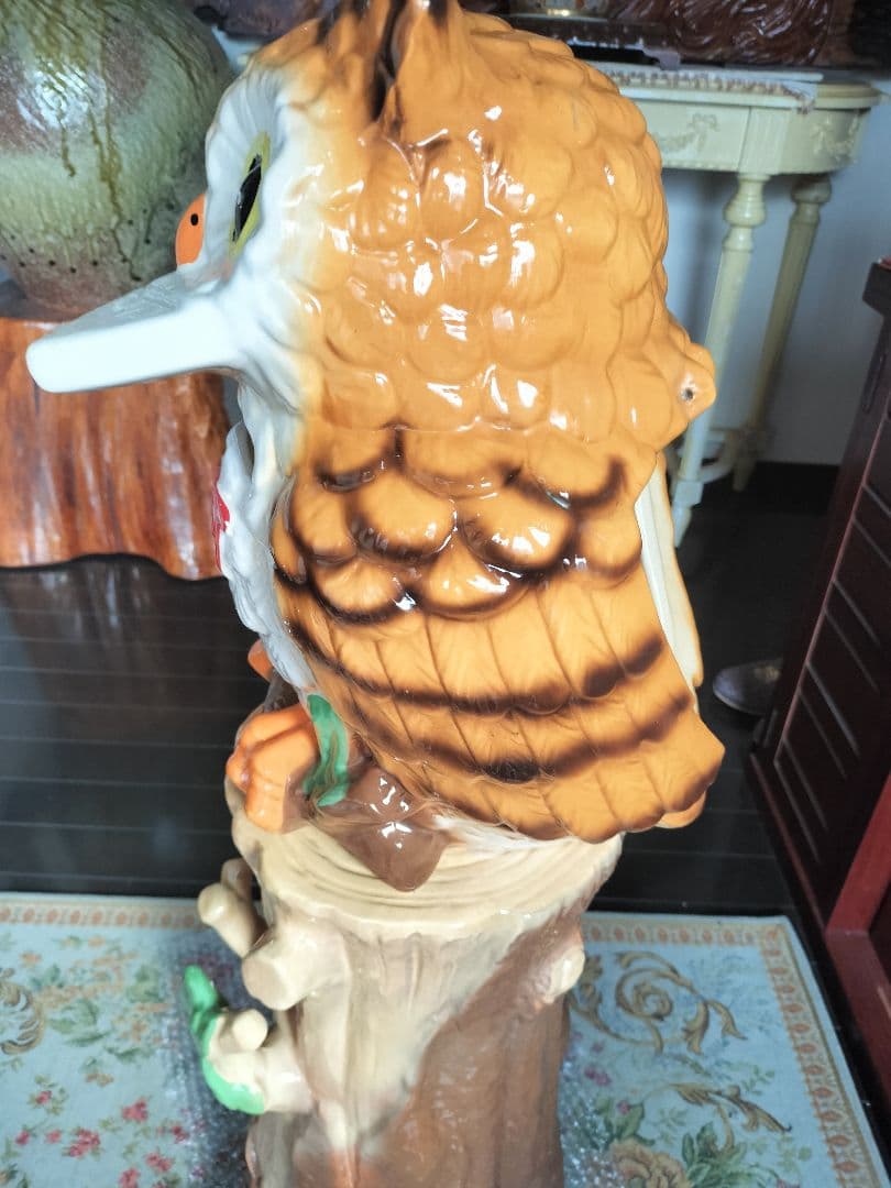 フクロウのポスト高さ87cm 陶器の置物