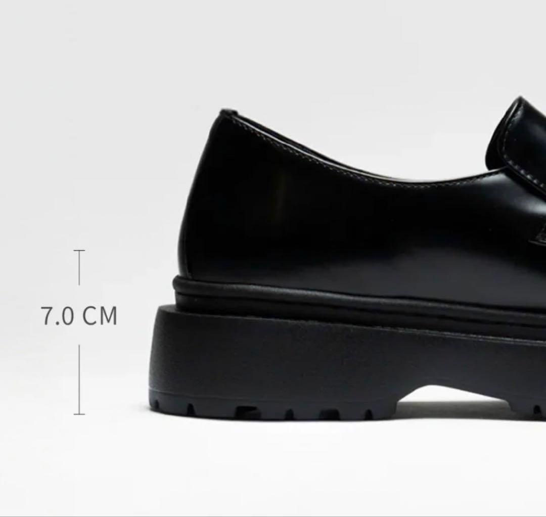 fillin ローファー ブラック 25 厚底 レザー 黒 UNOS