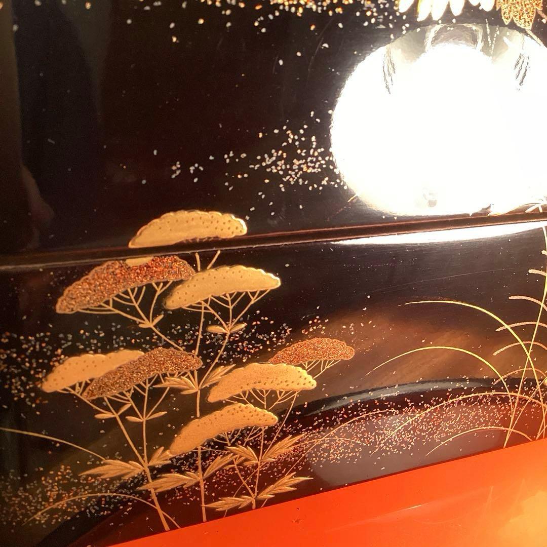 A1027 木製輪島塗　３段重箱　　「久世宗春」　草花蒔絵