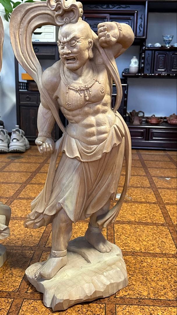 木彫　風神雷神