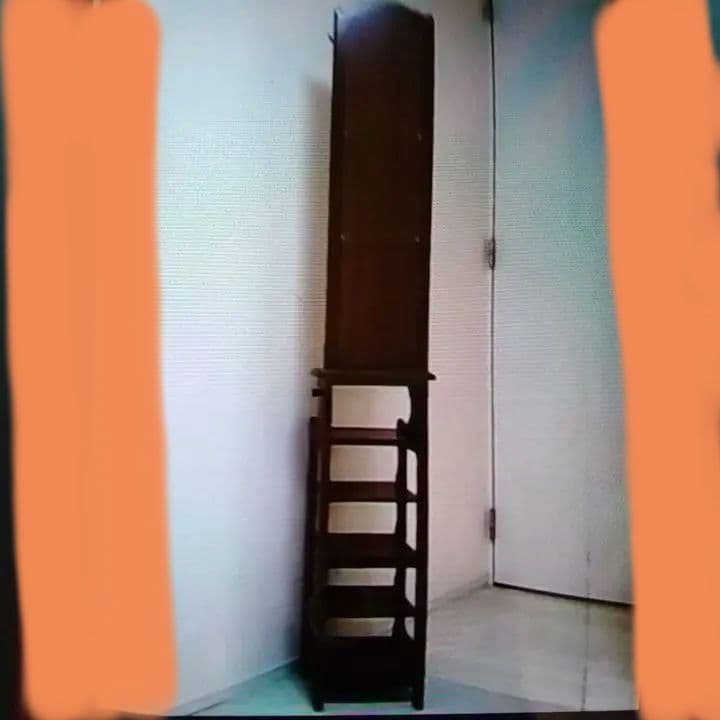 カリモク✨廃版品✨木製シェルフラック 5段✨鏡付き✨４フック付✨きれいな状態です