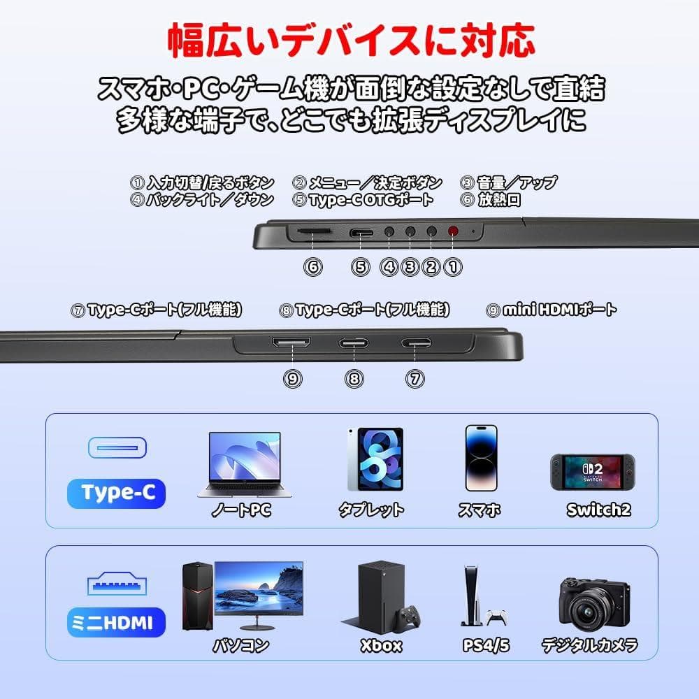 モバイルモニター 13.5インチ 2K 2256×1504 Switch2ドック