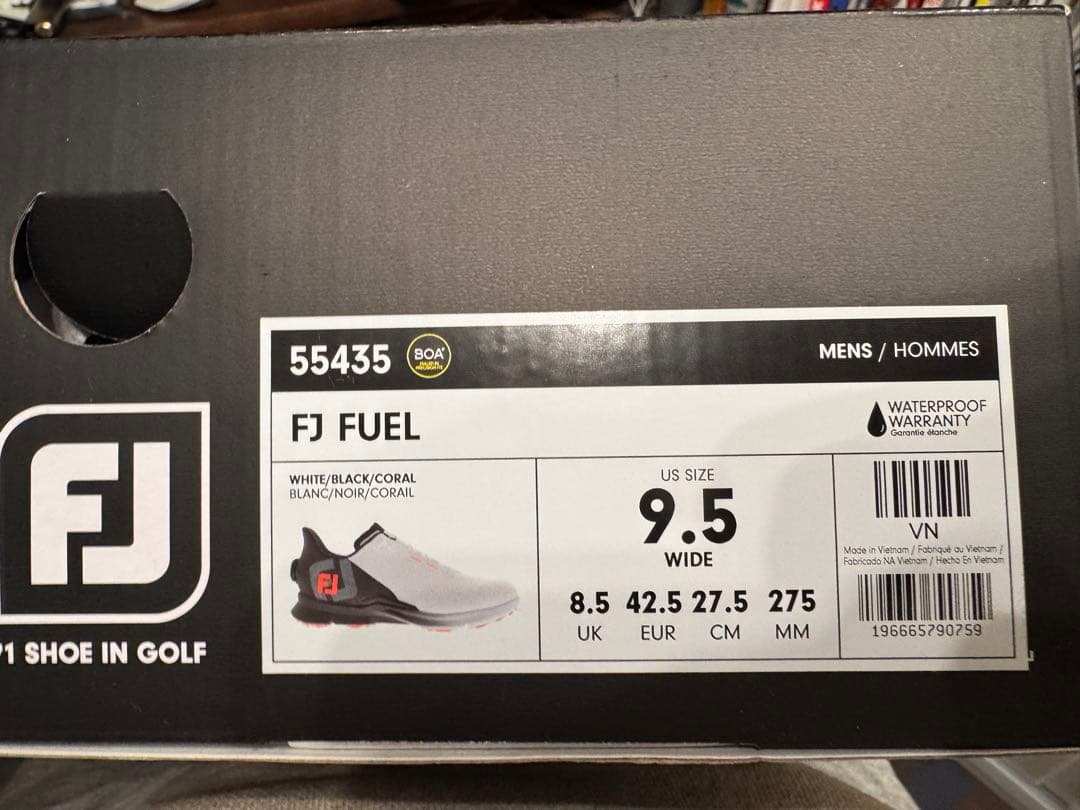 FJ Fuel ゴルフシューズ 9.5 WIDE ホワイト/ブラック/コーラル