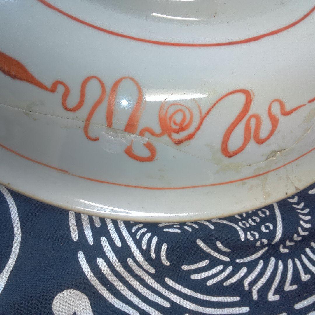 骨董６ 中国？ ひび直しあります注意多色花模様の陶器皿