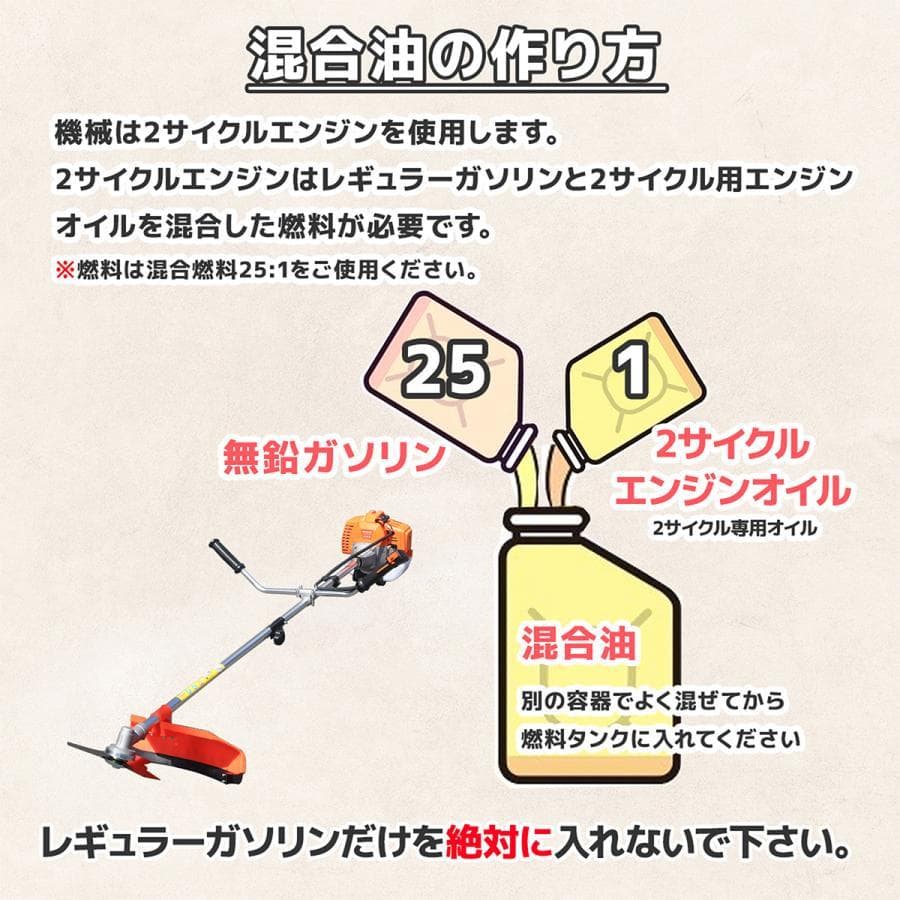 5種類アタッチメント付ワイヤーブレート 52cc強力草刈機