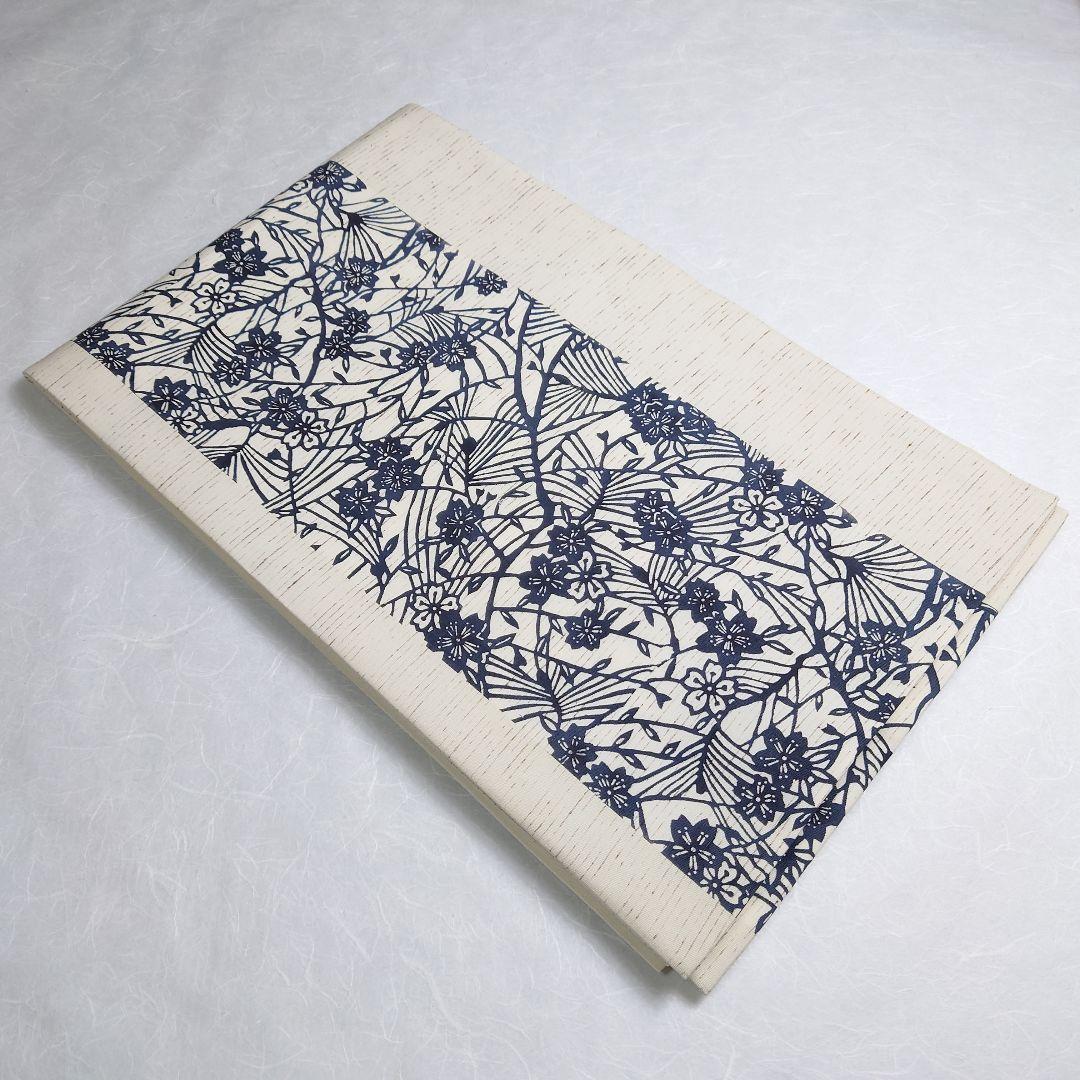 正絹 袋帯 六通柄 ぜんまい 紅型染 江戸紅型 桜極上 逸品 未使用品