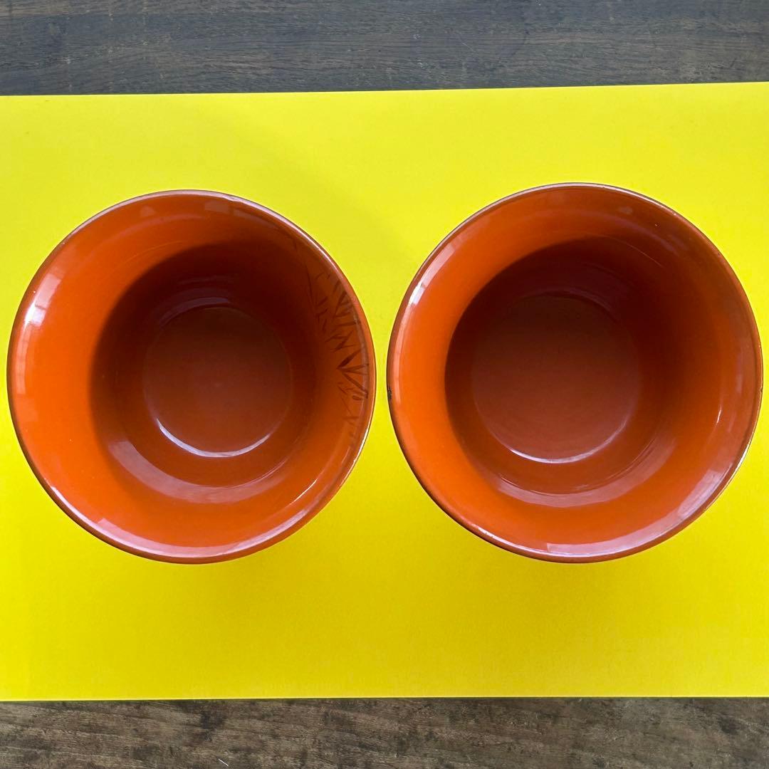 明治期 盃洗 蛙と水鳥図柄 2個セット