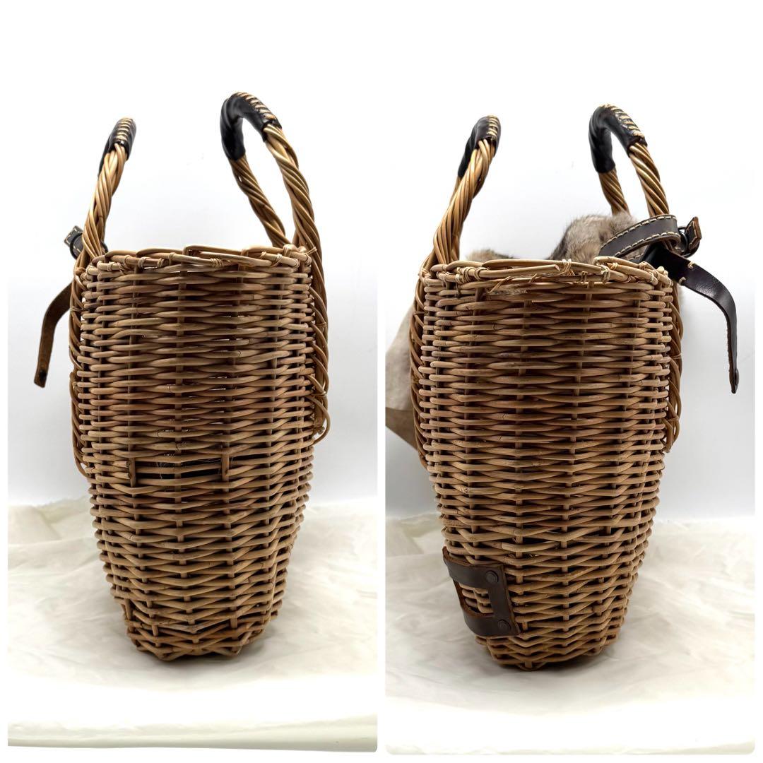 【美品✨】ebagos エバゴス　マルシェ　かごバッグ　ラビットファー