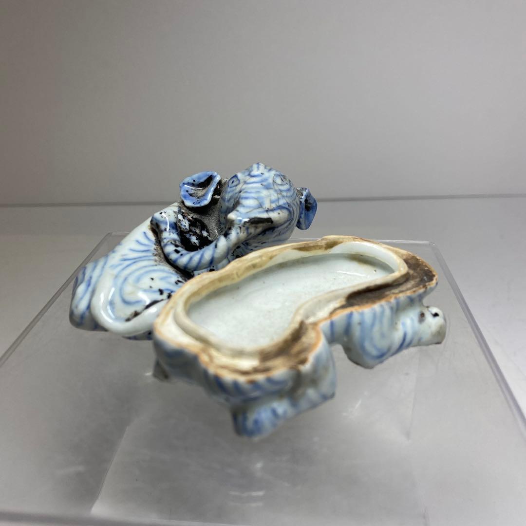 李朝　青花　象文　香合　タサチ　東さ8-0128☆2F