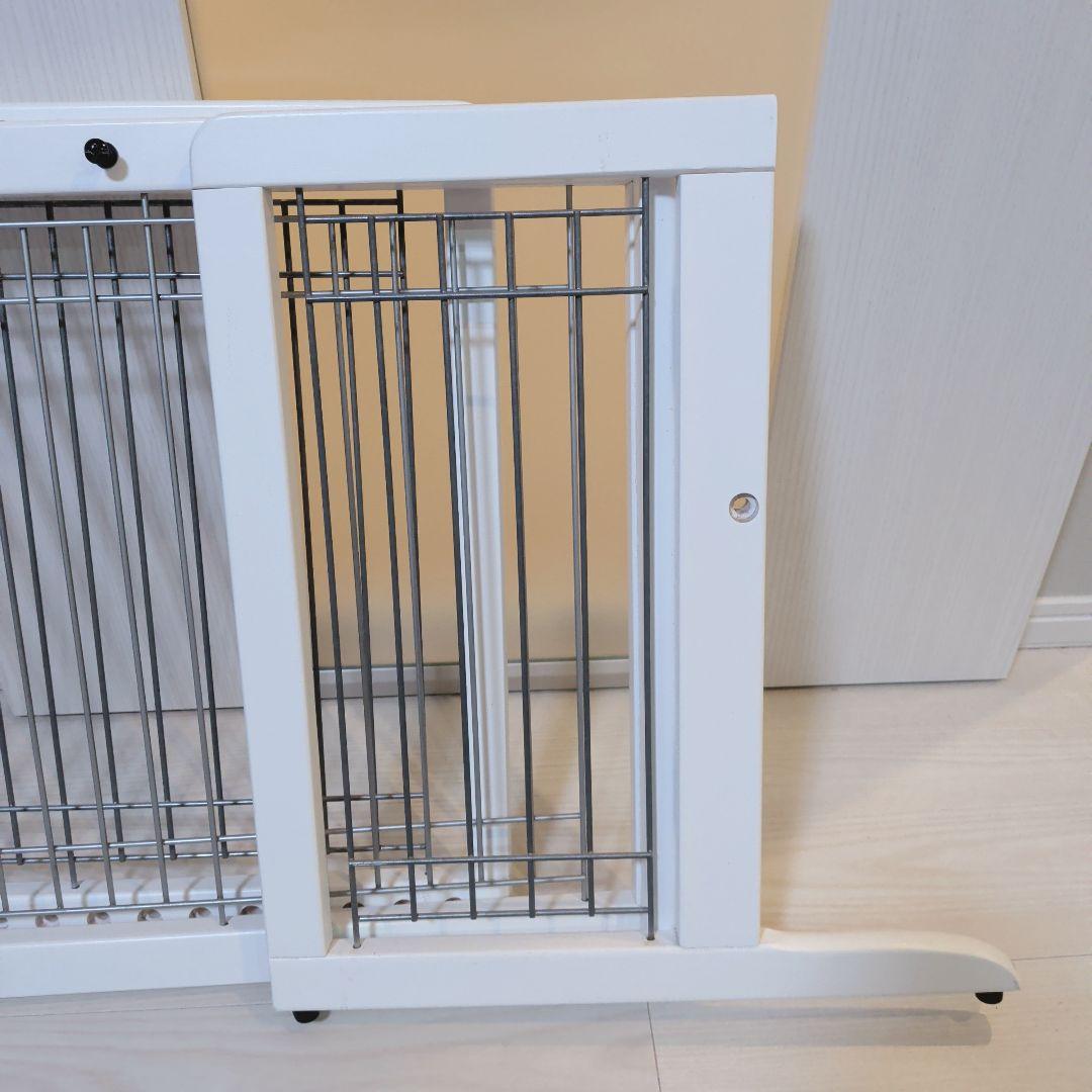 ペット用 木製おくだけゲート ホワイト　ワイド