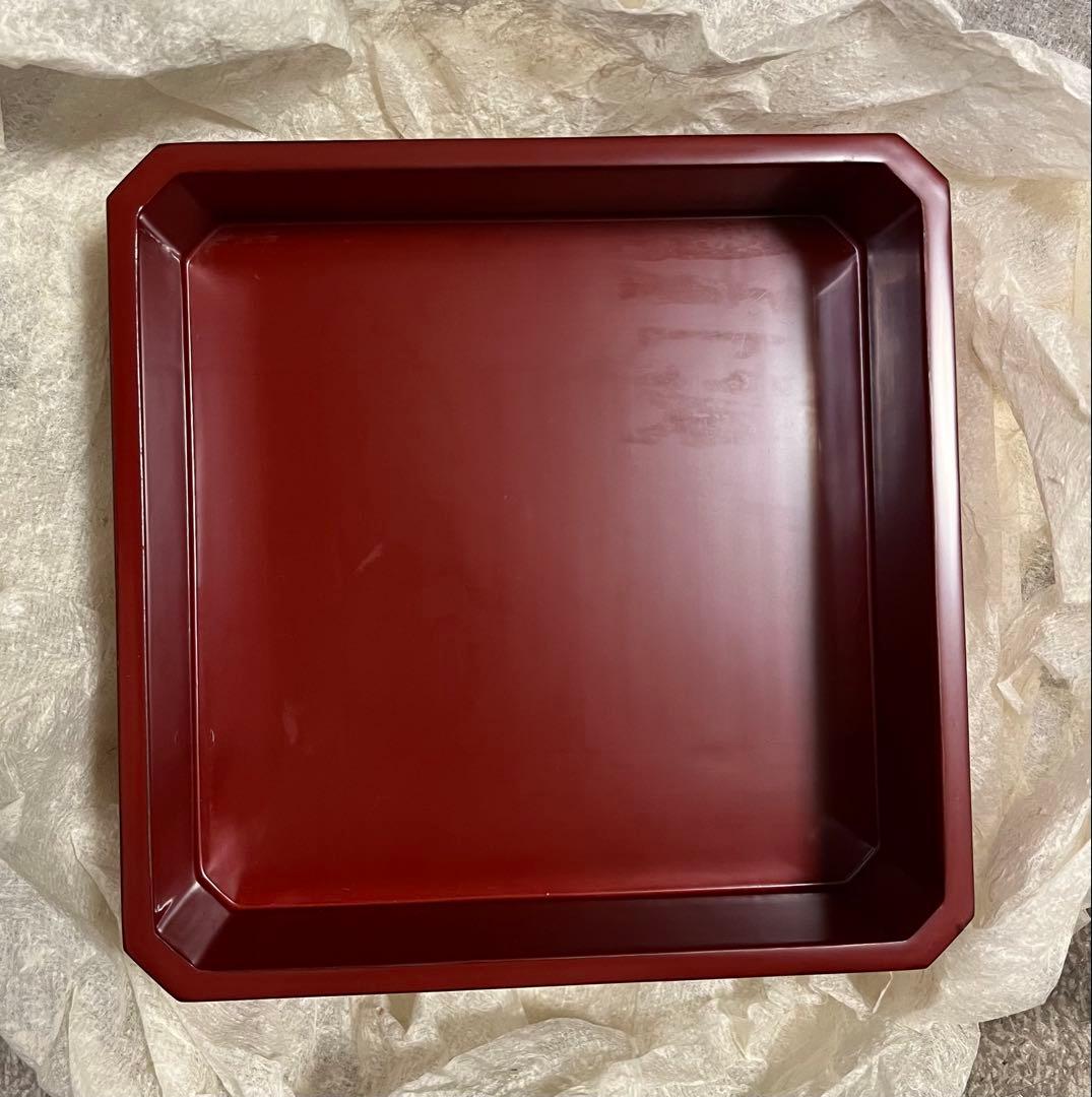 相田啓介　隅切重　本漆塗　会津塗　朱　うるし　お重箱 重箱 三段重 漆器