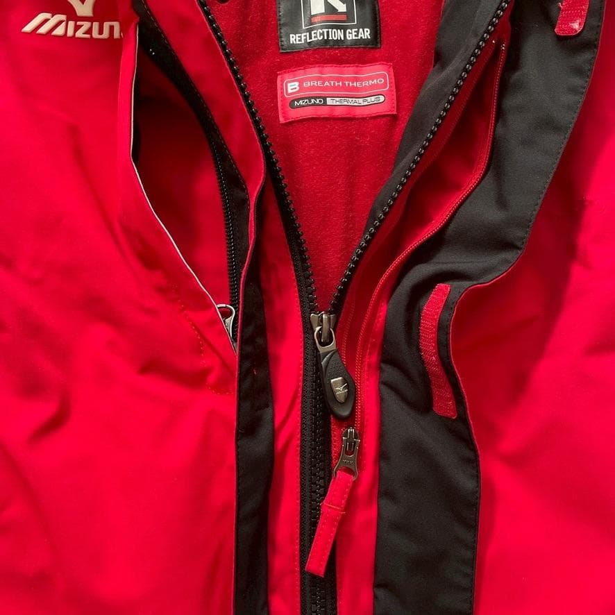 【やまみ】ミズノ スキーウェア 上S 下M セットアップ 赤 ブレスサーモ