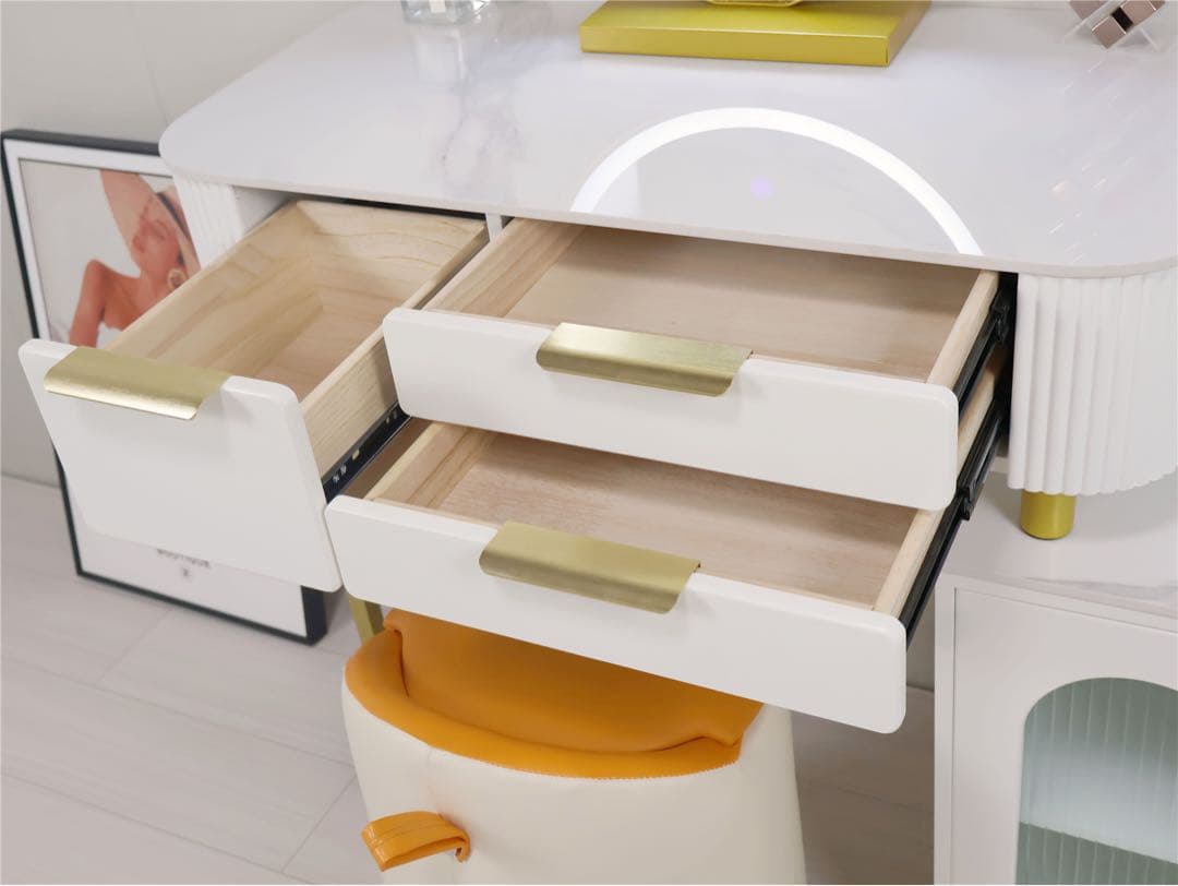 ドレッサー テーブル幅80cmおしゃれ 女優LEDミラー 北欧風 お姫系