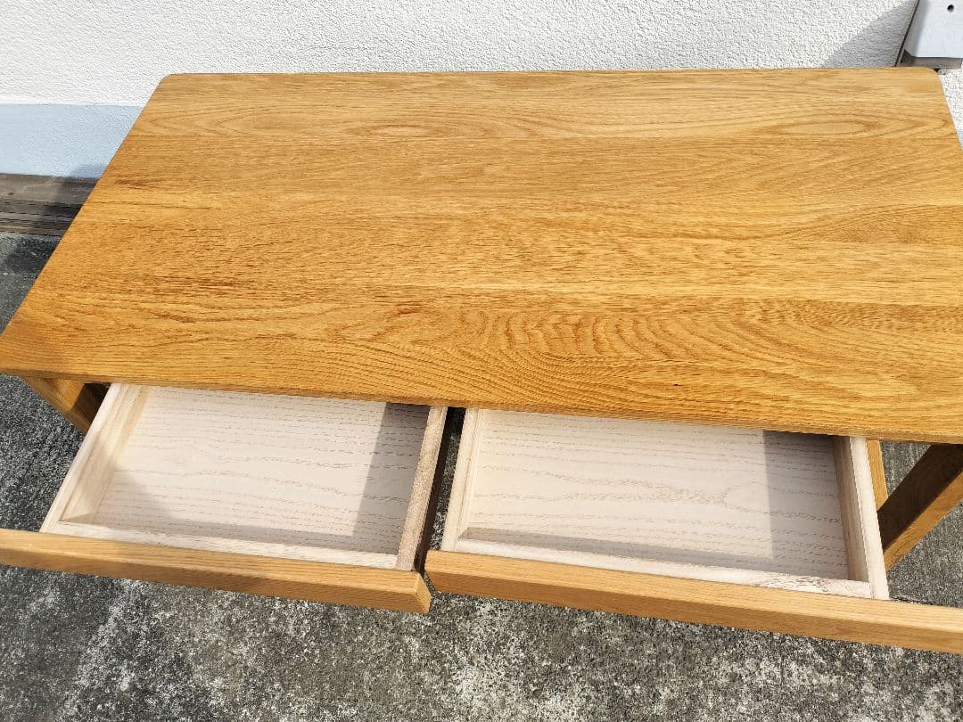 MUJI 無印 オーク 無垢材デスク（引出・足元棚付)