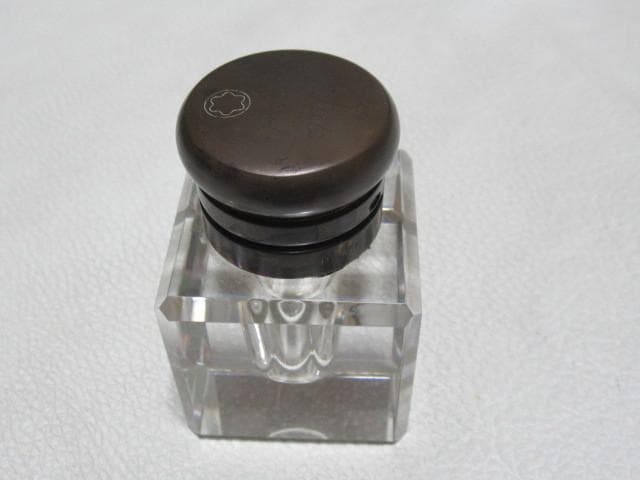 ◆非売品 1970年代！モンブラン クリスタルインクウェル 真鍮製蓋付 インク瓶
