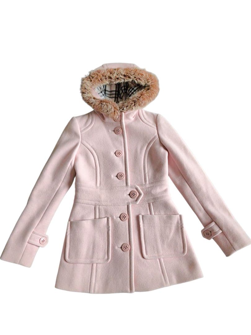 【希少ピンク✨】バーバリーブルーレーベル カシミヤ混2wayフードコート36 Ｓ