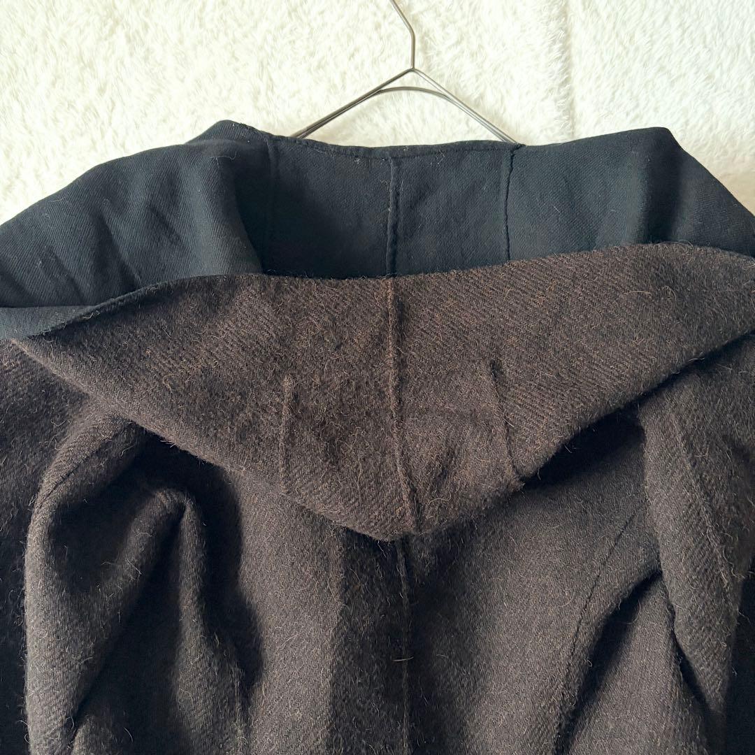 6268 希少✨ イッセイミヤケ フーデッドコート 女優襟 バイカラー L