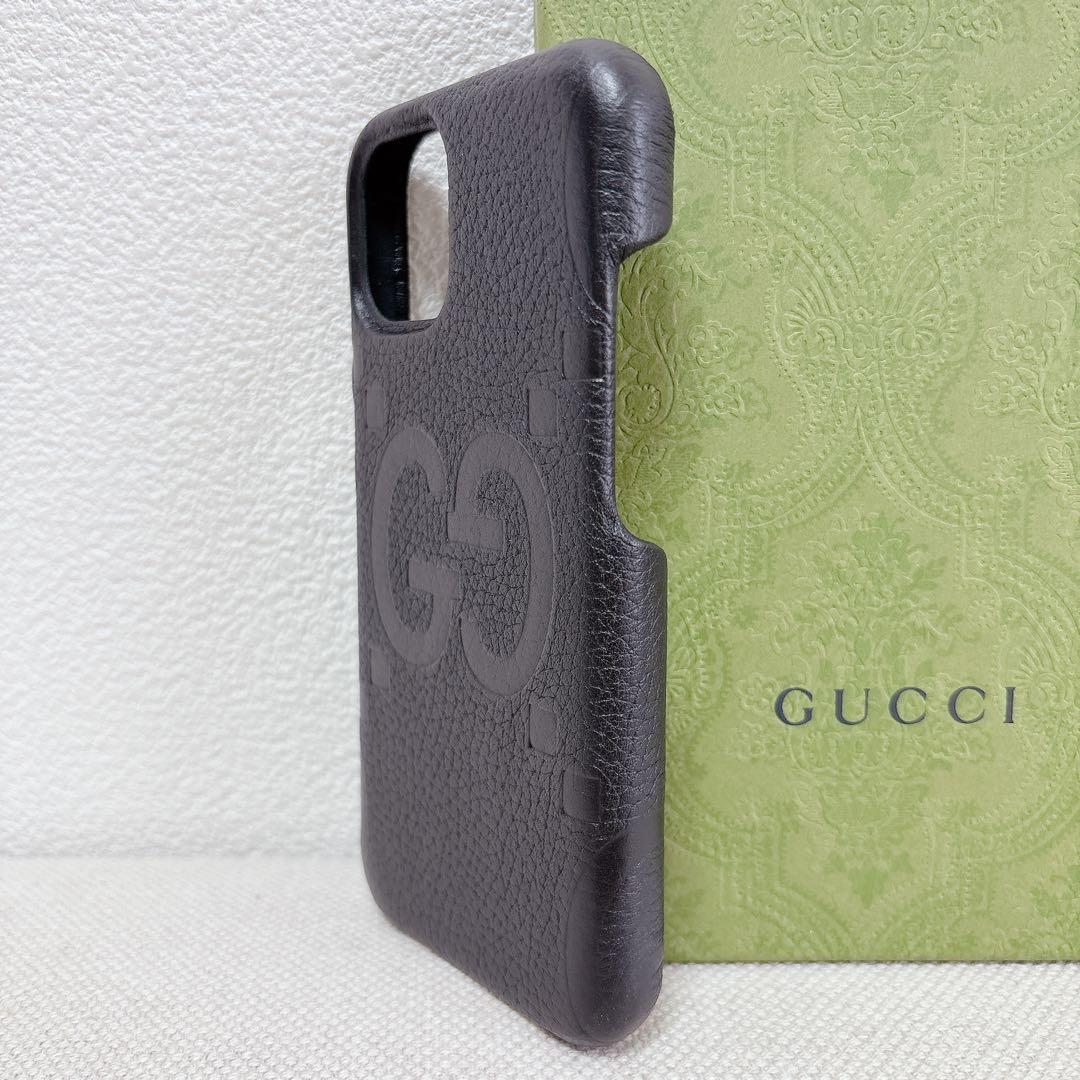 iPhone15ケース　GUCCI 新品　GGレザー　スマホケース